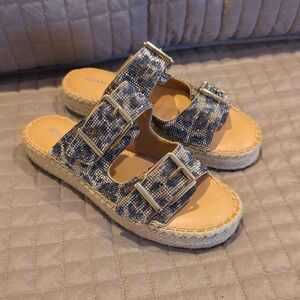 Gianni Bini Tan Espadrille Slide Sandal